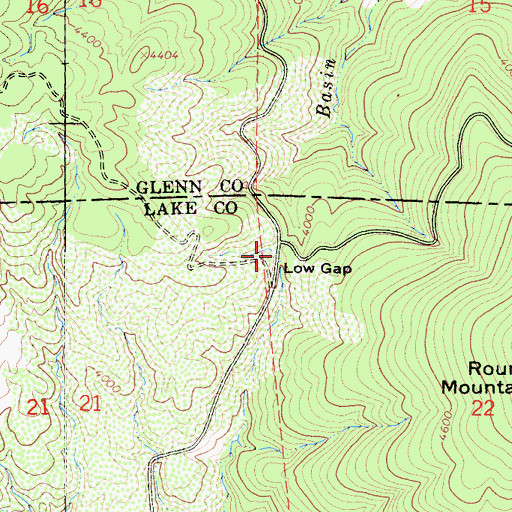 Topographic Map of Low Gap, CA
