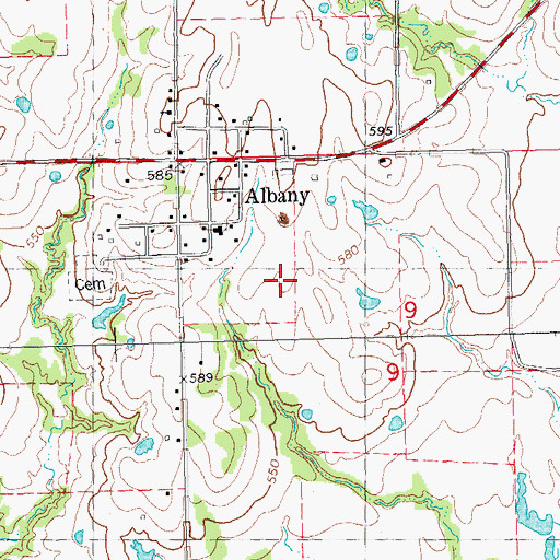 Topographic Map of Albany Census Designated Place, OK
