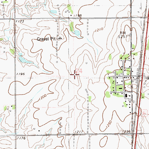 Topographic Map of Bison Census Designated Place, OK