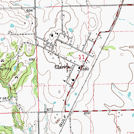 Topographic Map of Clarita Census Designated Place, OK