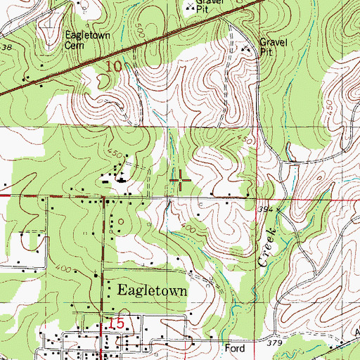 Topographic Map of Eagletown Census Designated Place, OK