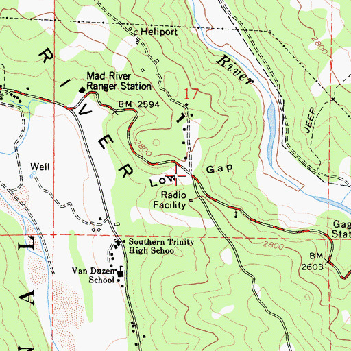 Topographic Map of Low Gap, CA