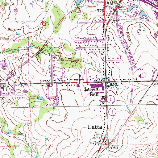 Topographic Map of Latta Census Designated Place, OK