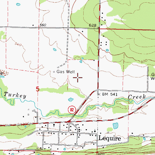 Topographic Map of Lequire Census Designated Place, OK