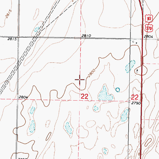 Topographic Map of Little Ponderosa Census Designated Place, OK