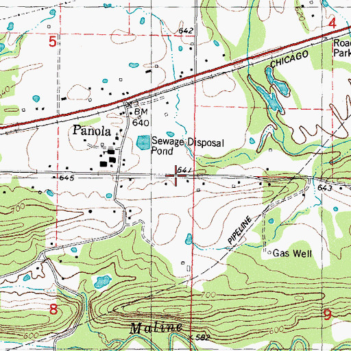 Topographic Map of Panola Census Designated Place, OK