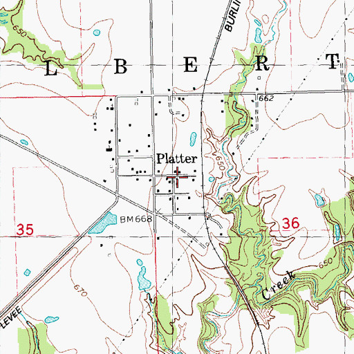 Topographic Map of Platter Census Designated Place, OK