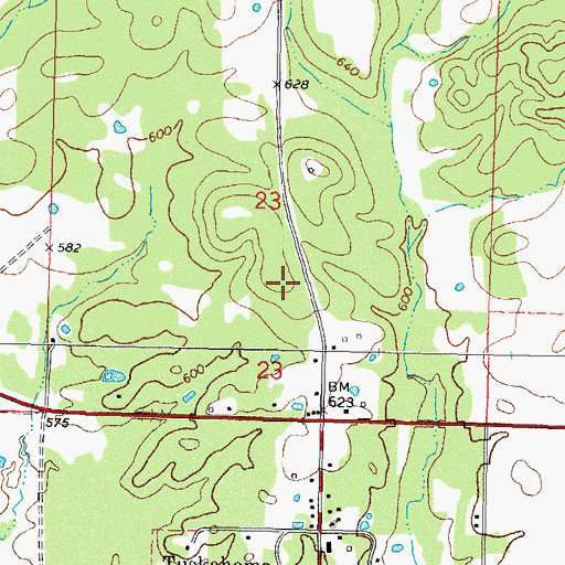 Topographic Map of Tuskahoma Census Designated Place, OK