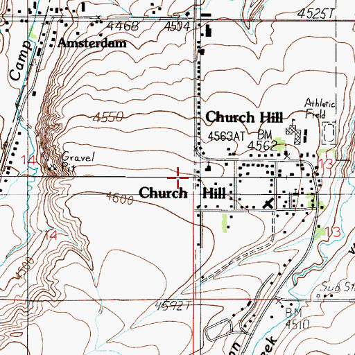 Topographic Map of Churchill Census Designated Place, MT