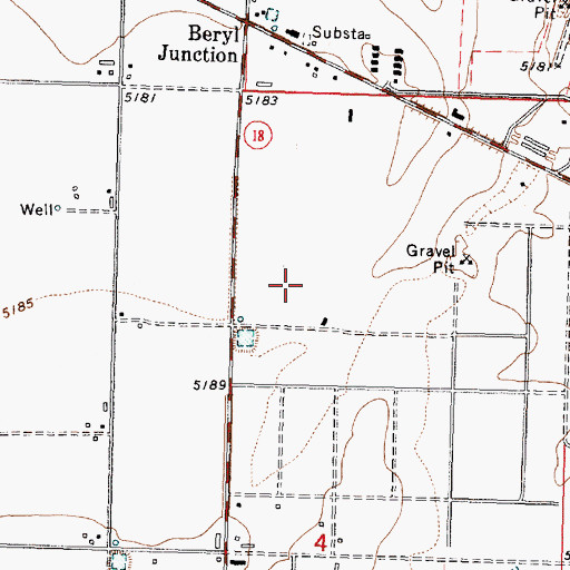 Topographic Map of Beryl Junction Census Designated Place, UT