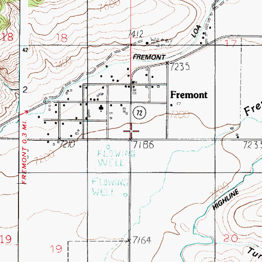 Topographic Map of Fremont Census Designated Place, UT