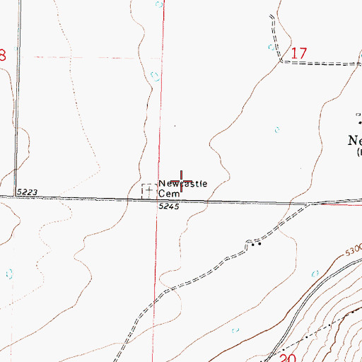 Topographic Map of Newcastle Census Designated Place, UT