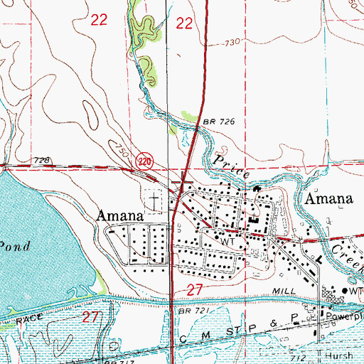 Topographic Map of Amana Census Designated Place, IA