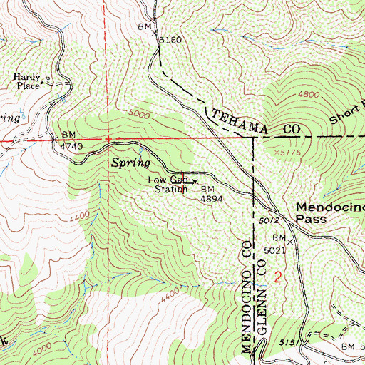 Topographic Map of Low Gap Station, CA
