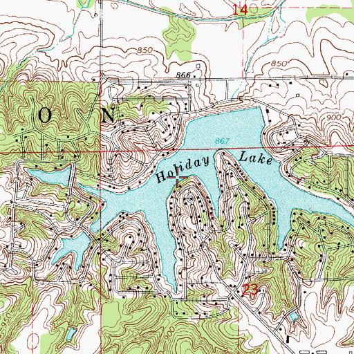 Topographic Map of Holiday Lake Census Designated Place, IA