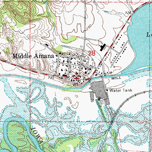 Topographic Map of Middle Amana Census Designated Place, IA
