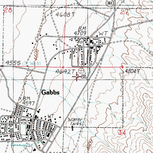 Topographic Map of Gabbs Census Designated Place, NV