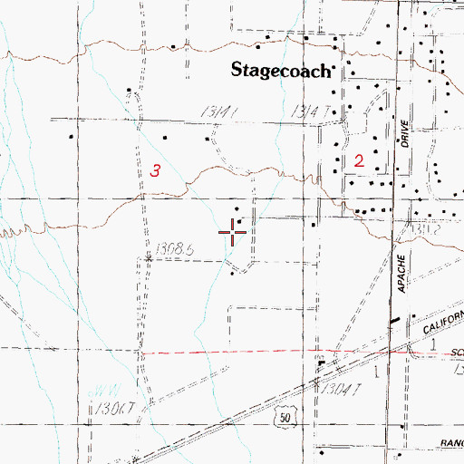 Topographic Map of Stagecoach Census Designated Place, NV