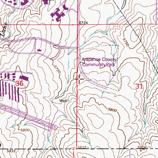 Topographic Map of Dove Valley Census Designated Place, CO