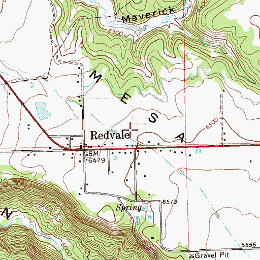 Topographic Map of Redvale Census Designated Place, CO