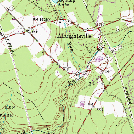 Topographic Map of Albrightsville Census Designated Place, PA