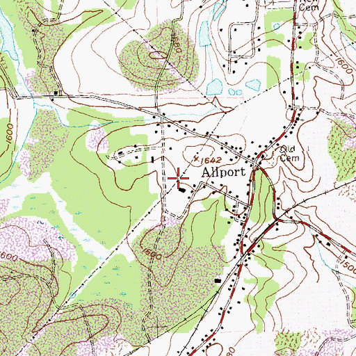 Topographic Map of Allport Census Designated Place, PA