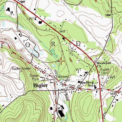 Topographic Map of Bigler Census Designated Place, PA