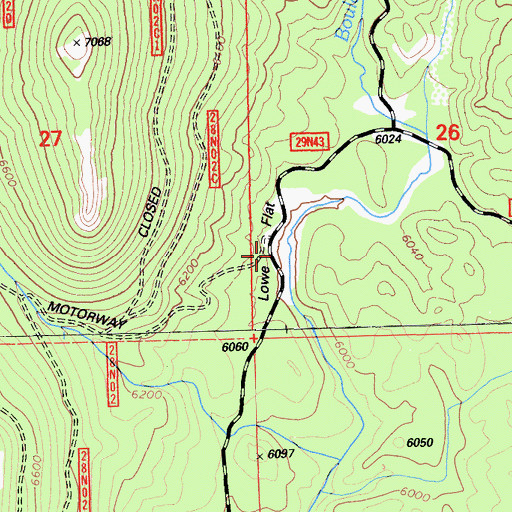Topographic Map of Lowe Flat, CA