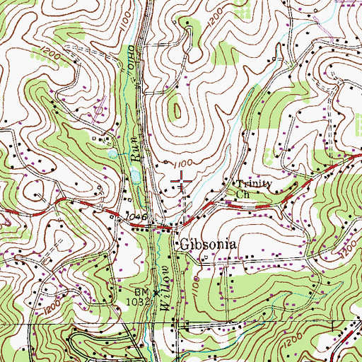 Topographic Map of Gibsonia Census Designated Place, PA