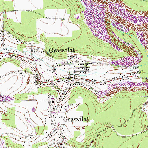 Topographic Map of Grassflat Census Designated Place, PA