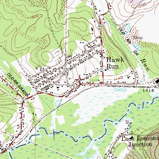 Topographic Map of Hawk Run Census Designated Place, PA