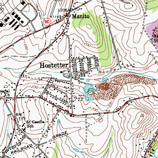 Topographic Map of Hostetter Census Designated Place, PA