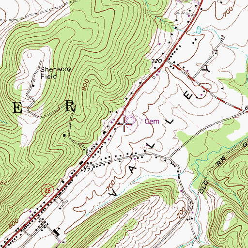 Topographic Map of McConnellstown Census Designated Place, PA