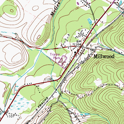 Topographic Map of Millwood Census Designated Place, PA