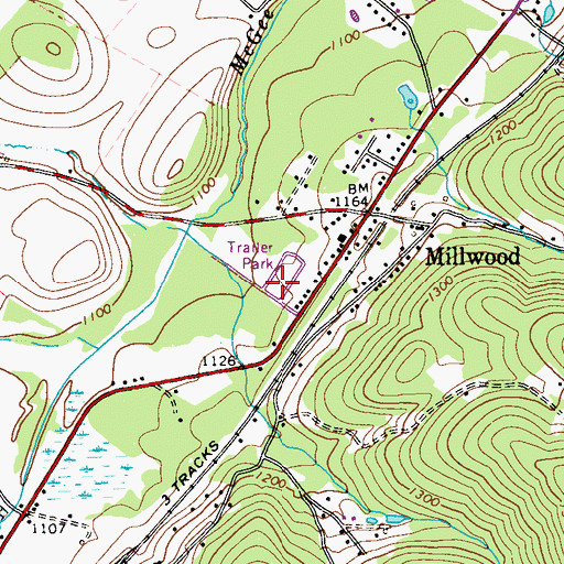 Topographic Map of Millwood Census Designated Place, PA