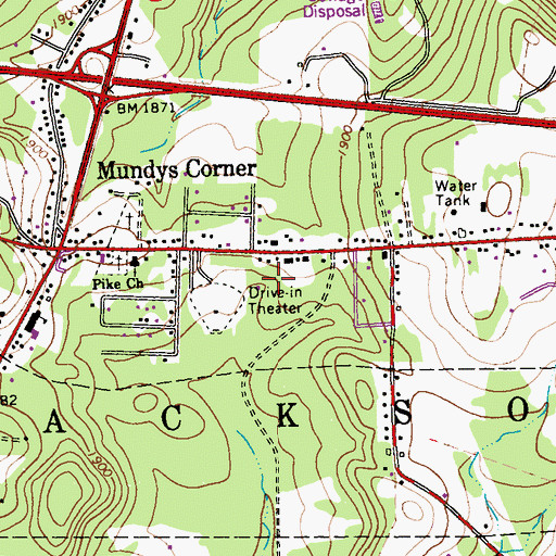 Topographic Map of Mundys Corner Census Designated Place, PA