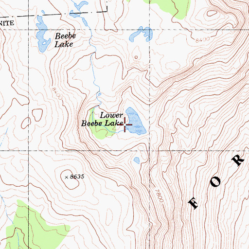 Topographic Map of Lower Beebe Lake, CA