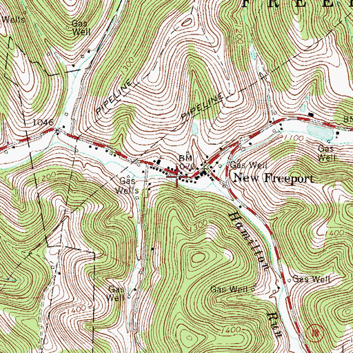 Topographic Map of New Freeport Census Designated Place, PA