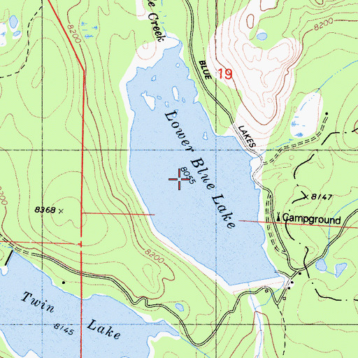 Topographic Map of Lower Blue Lake, CA