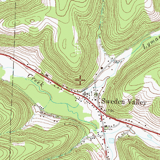 Topographic Map of Sweden Valley Census Designated Place, PA