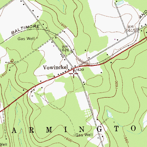 Topographic Map of Vowinckel Census Designated Place, PA
