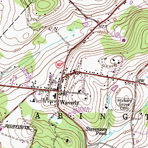 Topographic Map of Waverly Census Designated Place, PA
