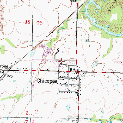 Topographic Map of Chicopee Census Designated Place, KS