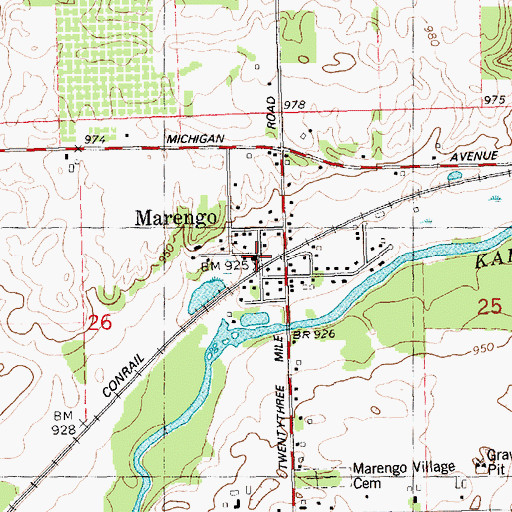 Topographic Map of Marengo Station, MI