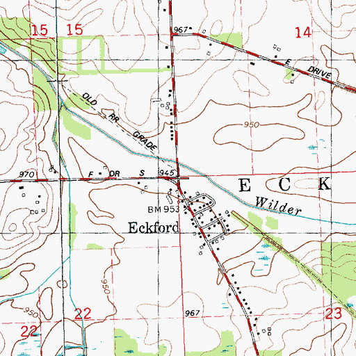 Topographic Map of Eckford Station (historical), MI