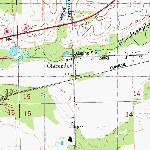 Topographic Map of Clarendon Station (historical), MI