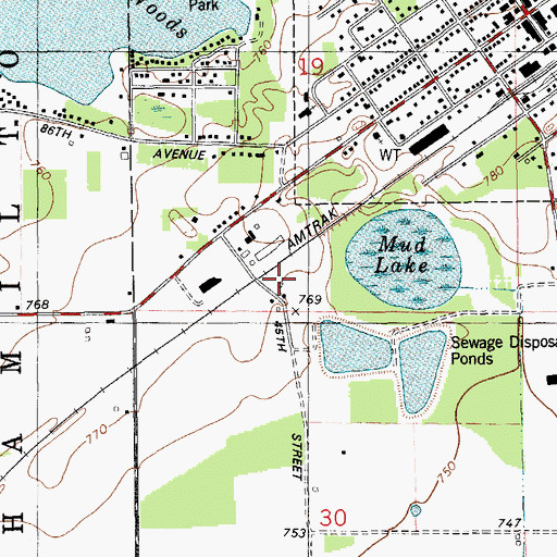 Topographic Map of First Baptist Church, MI