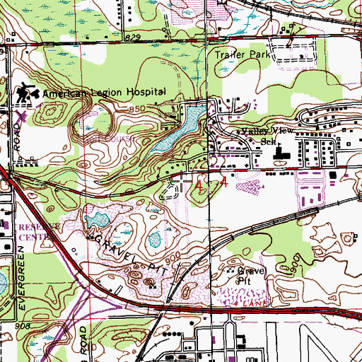 Topographic Map of Arcadian Oak Mobile Home Park, MI