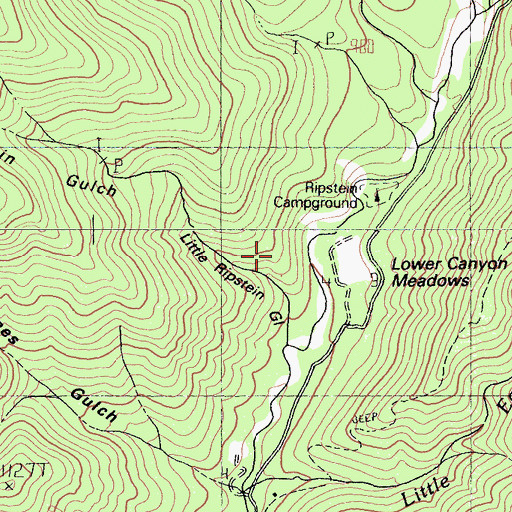 Topographic Map of Lower Canyon Creek Meadows, CA