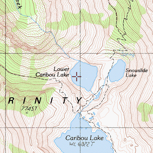 Topographic Map of Lower Caribou Lake, CA